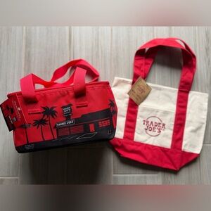 Trader Joe’s Viral Insulated Cooler and Mini Canvas Bag, Both red NWT